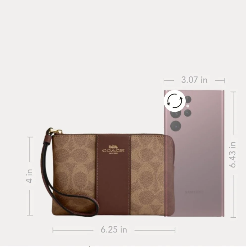 COACH Corner Zip Wristlet in Signature coated canvas, Brown NWT - Picture 12 of 12